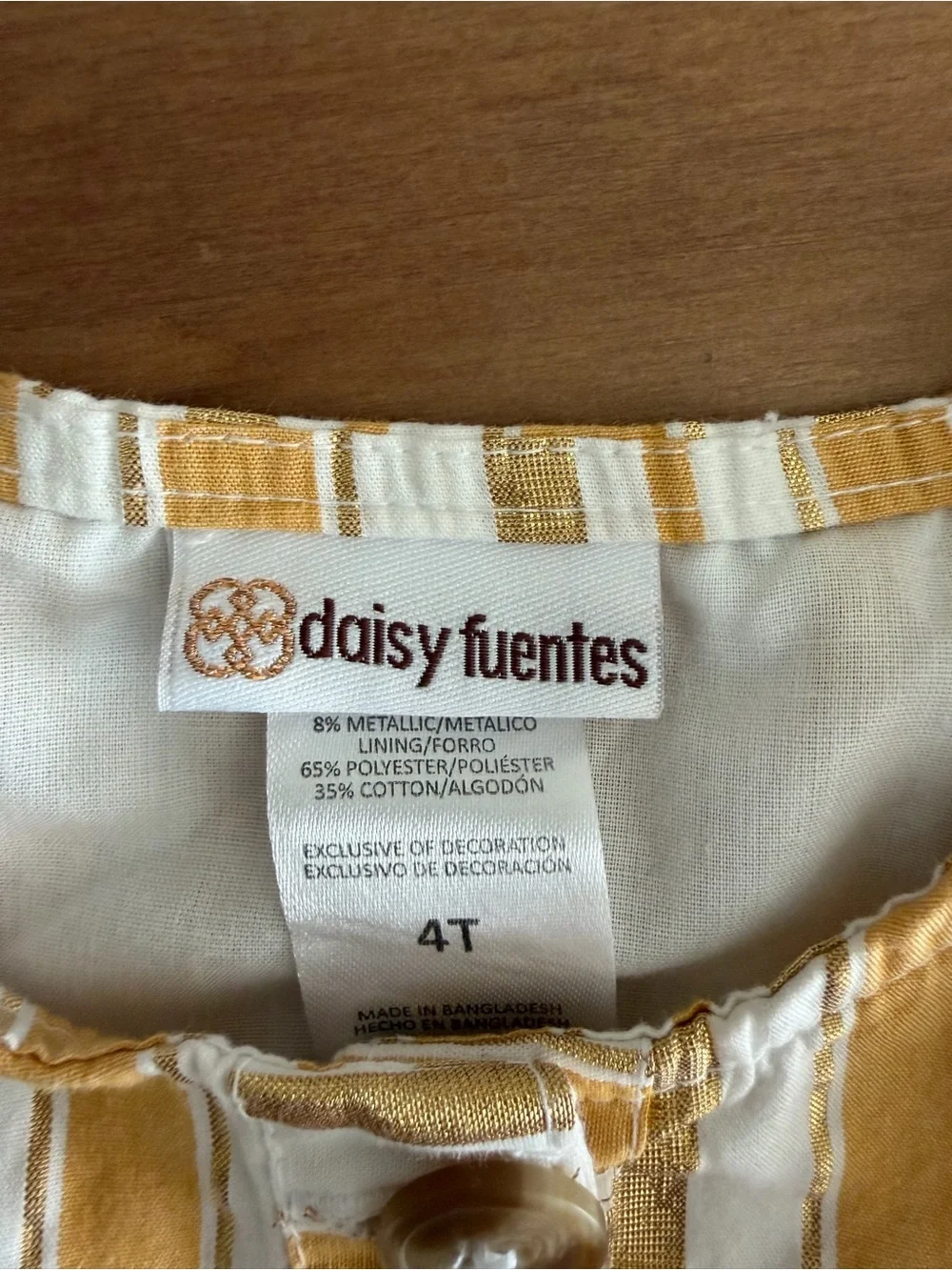 Daisy Fuentes Yellow & White Striped Button-Front Kids Dress Size 4T